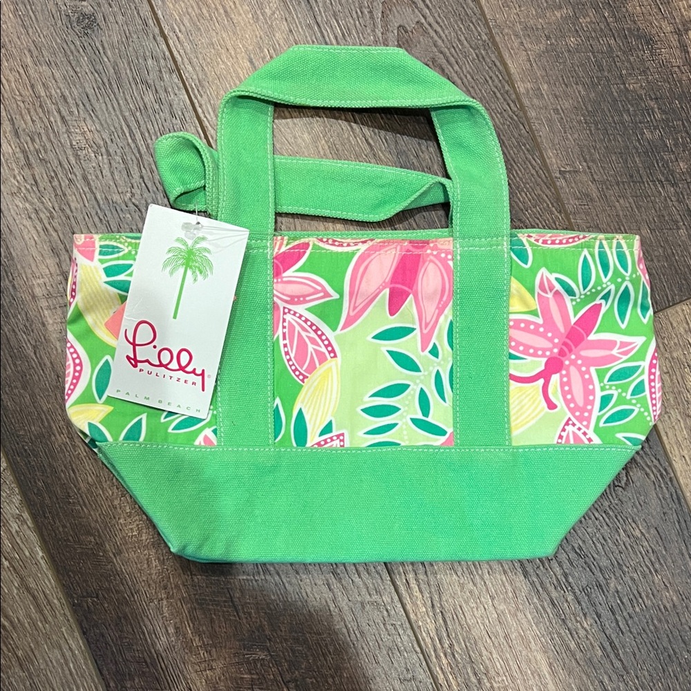 Lilly Pulitzer Vibrant Green and Pink Mini Tote